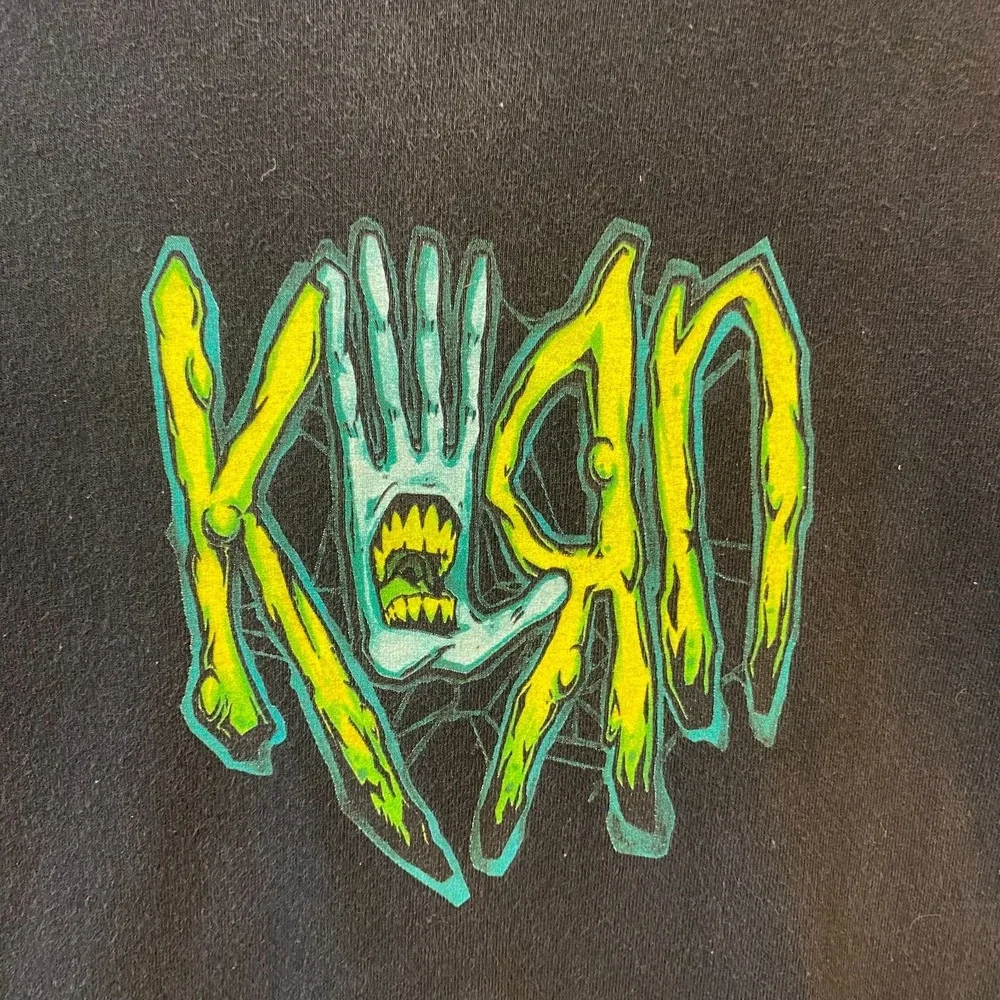 Vintage 2001 Giant Korn T-Shirt XLARGE Black Double Sided Band Tee